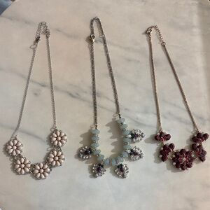 Elegant Floral Necklaces - Pink, Grey/violet, Burgundy